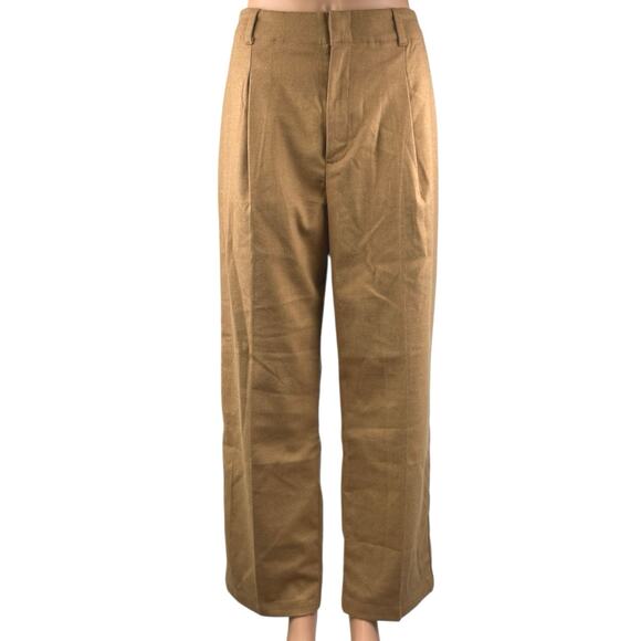 NEW GAP Women's Brown Straight Wide Leg Pleated High Rise Trousers Dress Pants 8 - Picture 1 of 6